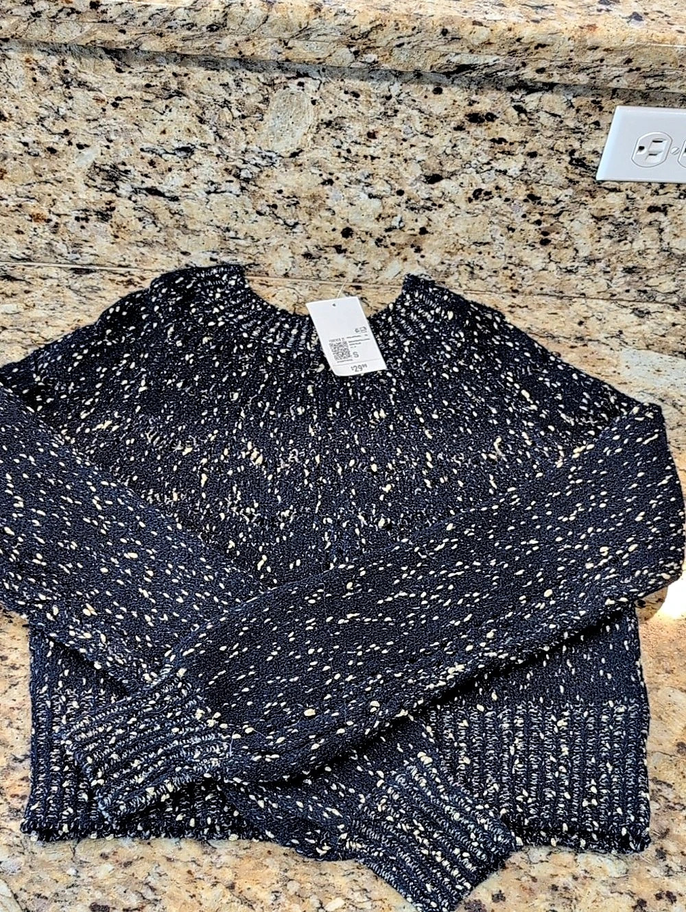 Forever 21 Speckled Knit Pullover Sweater Blue & Gold Small